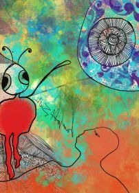 Création numérique alchimique de Daagbo Marguerite Olaïtan Lalèyê pour l'Espace Oshoun. Une œuvre vibratoire explorant la perméabilité des mondes.